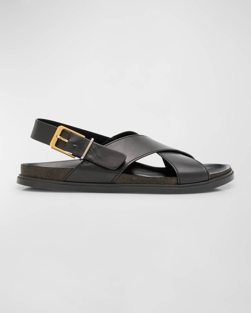 Leather Crisscross Slingback Sandals